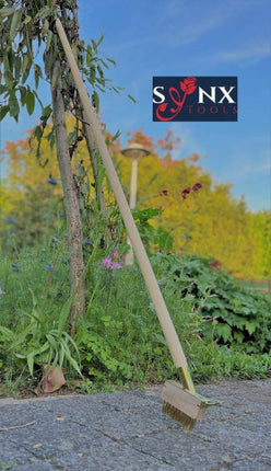 Synx Tools Brosse à mauvaises herbes - désherbeur  - Grattoir à joints - brosse supplémentaire -  Avec manche 150 cm