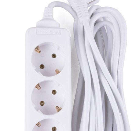 Benson Multiprise triple 5 m - Prise avec mise à la terre - Blanc