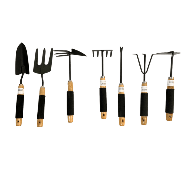 Synx Tools Set d'outils de jardinage 7 pièces - Pelle, houe, râteau