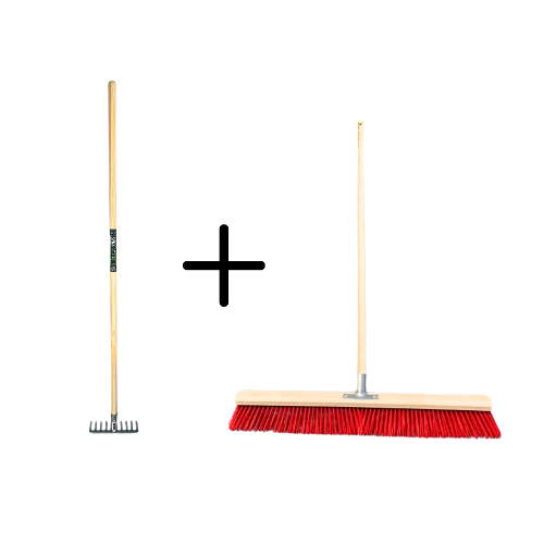 Tuinhark 10 Tanden verzinkt + Nylon Stal Straatbezem 80 cm