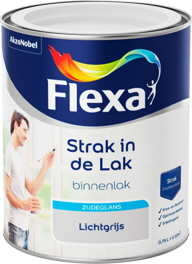 Flexa Strak in de Lak - À base d'eau - Satiné - Gris clair - 750 ml
