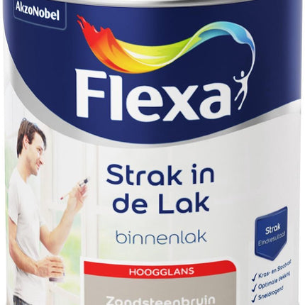 Flexa Strak in de Lak - À base d'eau - Brillant - Brun grès - 0,75 litre