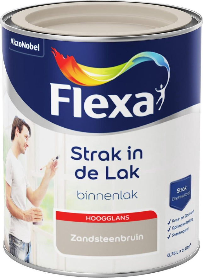 Flexa Strak in de Lak - À base d'eau - Brillant - Brun grès - 0,75 litre