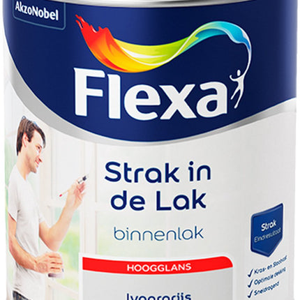 Flexa - Strak in de Lak - À base d'eau - Brillant - Gris ivoire - 0,75 litre
