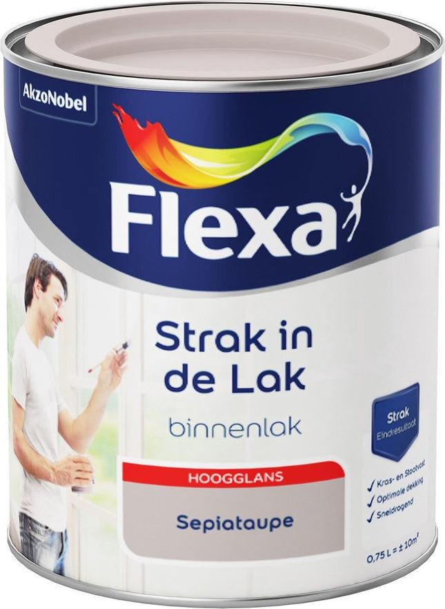 Flexa Strak in de Lak - À base d'eau - Brillant - Taupe sépia - 0,75 litre