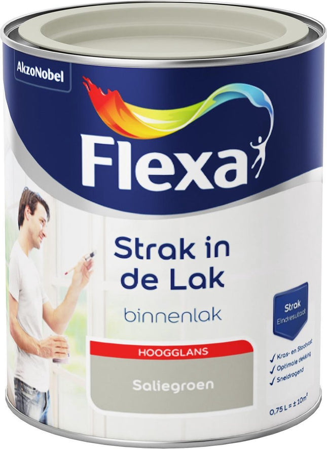 Flexa - Strak in de Lak - À base d'eau - Brillant - vert sauge - 0,75 litre
