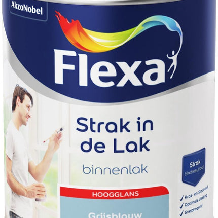 Flexa - Strak in de Lak - À base d'eau - Brillant - gris-bleu - 0,75 litre
