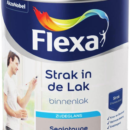 Flexa - Strak in de Lak - À base d'eau - Satiné - Taupe sépia - 0,75 litre