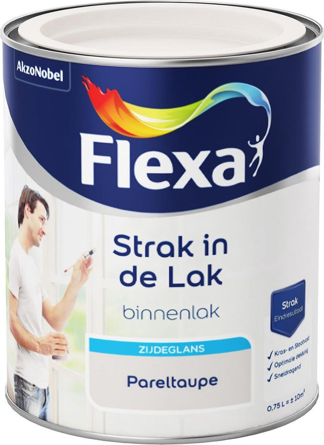 Flexa - Strak in de Lak - À base d'eau - Satiné - Taupe nacré - 0,75 litre