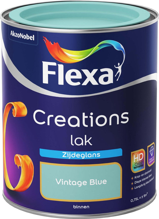 Flexa - Creations - Lak - Zijdeglans - Vintage Blue - 750 ml