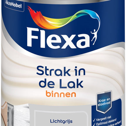 Flexa Strak in de Lak - À base d'eau - Satiné - Gris clair - 750 ml