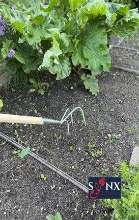 Synx Tools Râteau de jardin à 3 dents - râteau à trois dents - râteaux - cultivateur avec manche de 150 cm