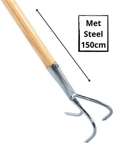 Synx Tools Râteau de jardin à 3 dents - râteau à trois dents - râteaux - cultivateur avec manche de 150 cm