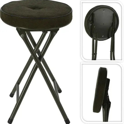 Tabouret/chaise d'appoint - Pliable - Noir/bleu/marron/vert - Ribcord - D33 x H49 cm