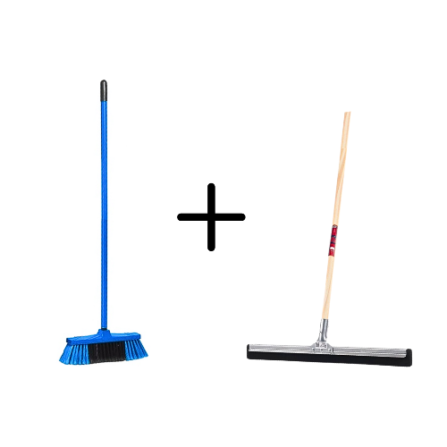 Synx Tools Binnenbezem Blauw + Vloertrekker 35cm met Steel 120cm