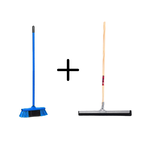 Binnenbezem Blauw + Vloertrekker 60cm met Steel 150cm