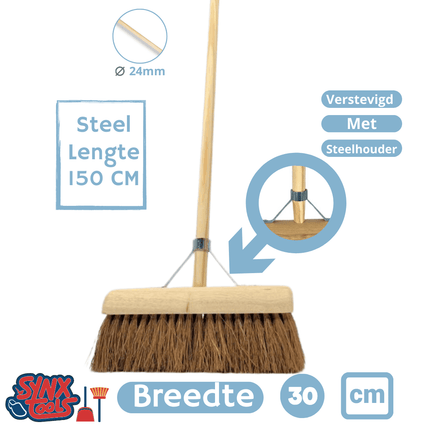 Synx Tools Balai en coco d'intérieur 30 cm  - balais - avec manche de 150 cm