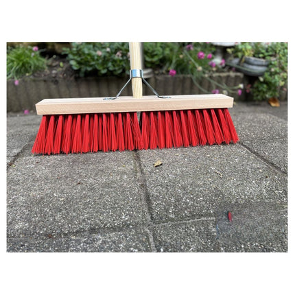Synx Tools Houe droite avec manche de 160 cm et balai de rue en nylon 40 cm - Balai d'extérieur - Houe - Avec manche de 160 cm