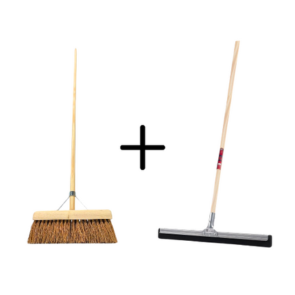 Synx Tools Coco binnenbezem 30cm + Vloertrekker 35cm met Steel 120cm