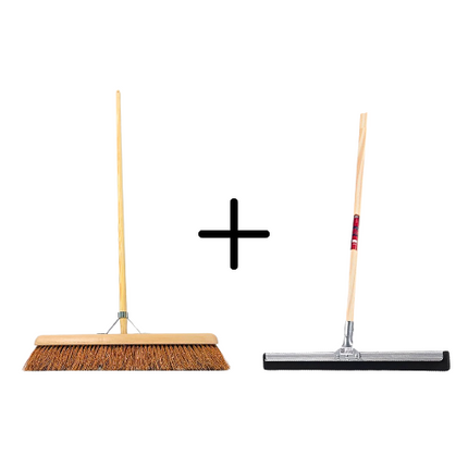 Synx Tools Coco Binnenbezem 60cm + Vloertrekker 35cm met Steel 120cm