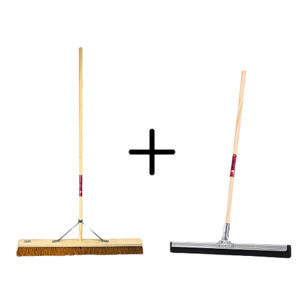 Synx Tools Coco Binnenbezem 90cm + Vloertrekker 35cm met Steel 120cm