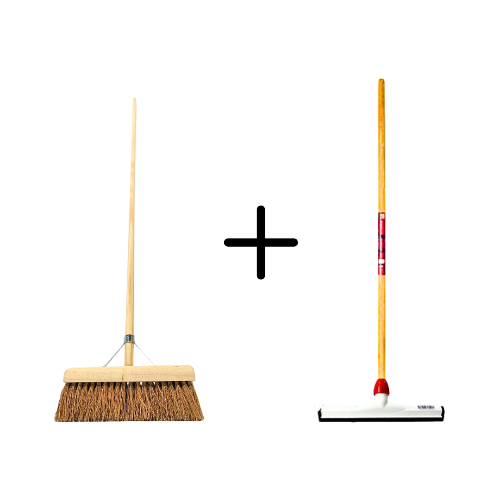 Coco Binnenbezem 30cm + Vloertrekker Kunststof 35cm met Steel 120cm