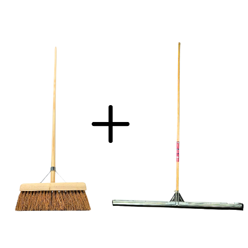 Coco binnenbezem 30cm + Vloertrekker 100cm met Steel 150cm