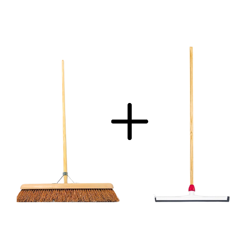 Coco Binnenbezem 60cm + Vloertrekker Kunststof 55cm met Steel 150cm