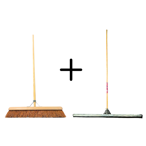 Coco Binnenbezem 60cm + Vloertrekker 100cm met Steel 150cm