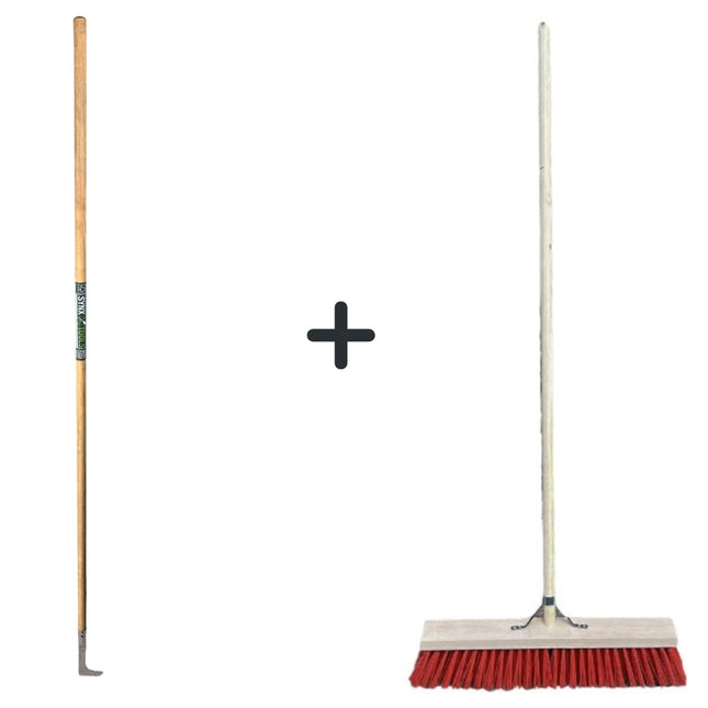 Synx Tools Couteau à joints 150 cm avec manche et balai de rue en nylon 35 cm - Nylon - Balai d'extérieur - Avec manche 150 cm