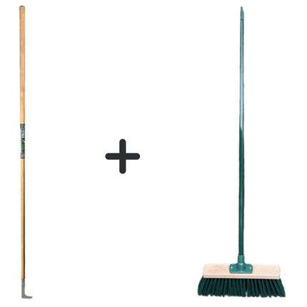 Synx Tools Couteau à joints 150 cm et balai de rue avec manche 120 cm 30 cm Vert - Balai - Nettoyage - brosse à mauvaises herbes - couteau à mauvaises herbes - grattoirs - grattoir à joints avec manche 150 cm