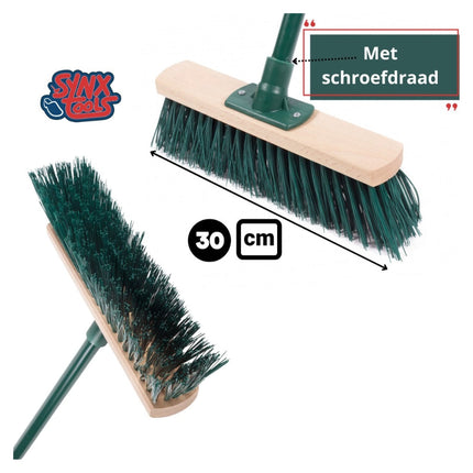 Synx Tools Couteau à joints 150 cm et balai de rue avec manche 120 cm 30 cm vert - Balai - Nettoyage - Brosse à mauvaises herbes - Couteau à mauvaises herbes - Grattoirs - Grattoir à joints avec manche 150 cm
