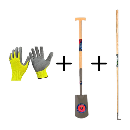 Synx Tools Voegenmes RVS + Spear & Jackson Spade Gesmeed 120cm steel + Gerecycled Tuinhandschoenen