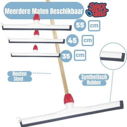 Synx Tools Crin de cheval 80cm + Raclette en plastique 35cm avec manche 120cm – Balai de salle – Nettoyeur de sol – Caoutchouc naturel – Balai doux d’intérieur avec manche 150cm