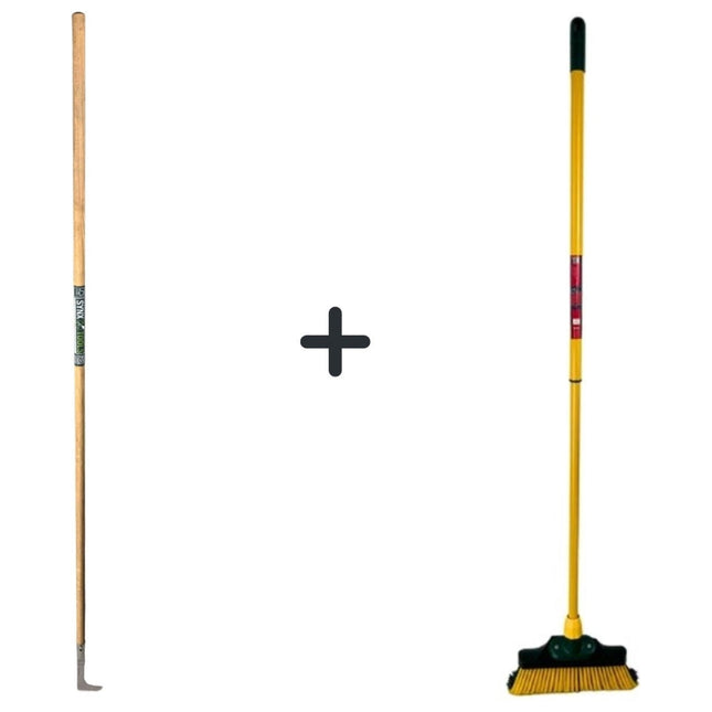 Synx Tools Couteau à joints 150 cm et Synx Tools Balai à griffes 35 cm - Grattoir à mauvaises herbes - Grattoir à joints - Balai de rue - Manche télescopique 70 - 140 cm