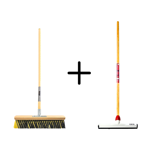 Binnenbezem 40cm La Crema + Vloertrekker Kunststof 35cm met Steel 120cm