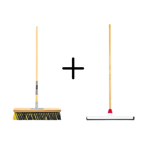 Binnenbezem 40cm La Crema + Vloertrekker Kunststof 55cm met Steel 150cm