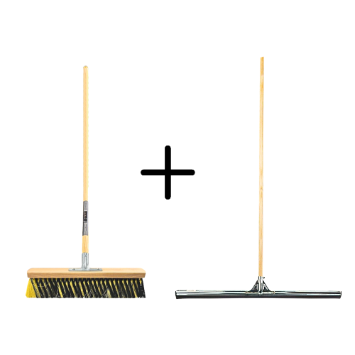 Binnenbezem 40cm La Crema + Vloertrekker 75cm met Steel 150cm