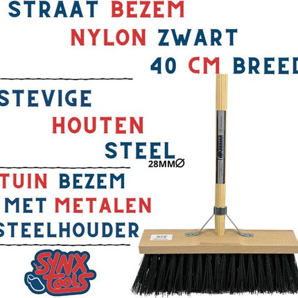 Nylon Straatbezem Zwart 40 cm