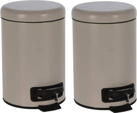 Poubelle à pédale 3 litres 2 pièces - Petites poubelles 3 litres taupe