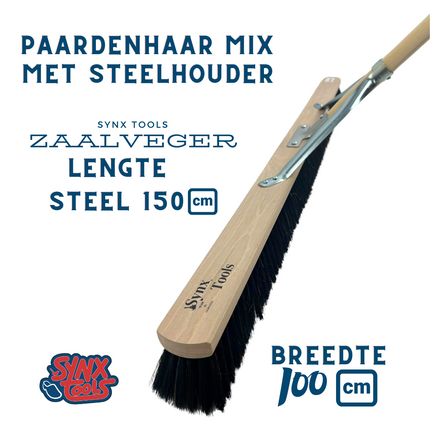 Synx Tools Balai de salle 100 cm crin de cheval - Balai doux - Balais - Avec manche 150 cm