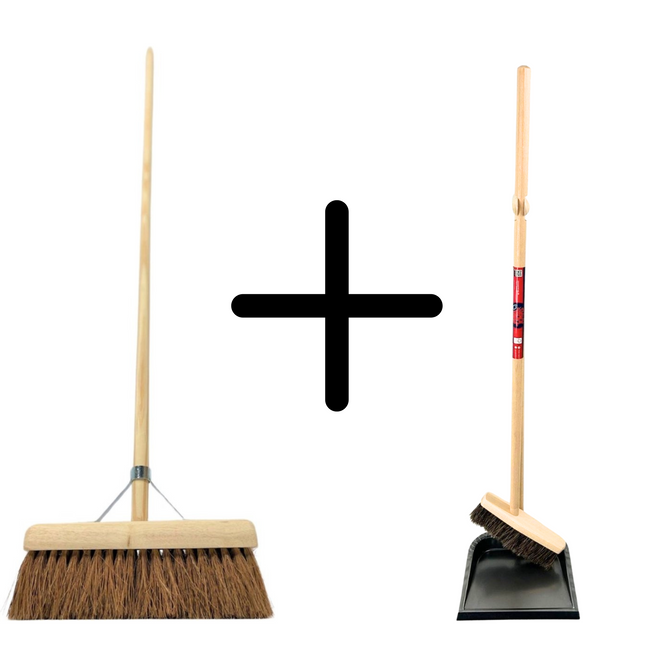 Balai Coco Synx Tools 60 cm et pelle et balayette à long manche 97 cm
