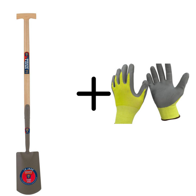 Spear & Jackson Bêche forgée 120 cm en acier & Spear & Jackson Gants de jardinage recyclés taille L