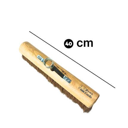 Synx Tools Balai en coco 40 cm Balai d'intérieur avec support pour manche - Poils en coco - Poils doux - Balai d'intérieur - Balai en coco - Sans manche