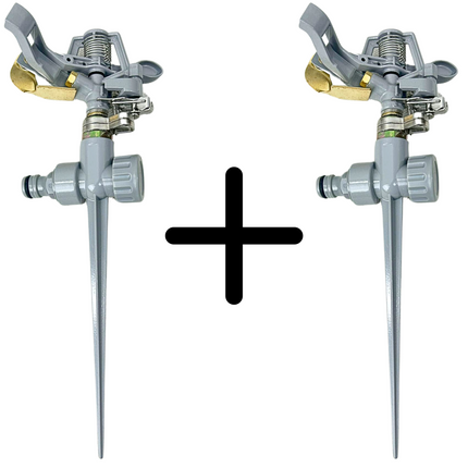 Synx Tools set de 2 arroseurs sectoriels - arroseur - laiton - 360 degrés - limiteur de secteur - portée 14 m