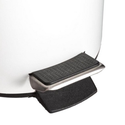Poubelle à pédale 3 L Compacte Poubelle Mat Blanc avec couvercle en bambou