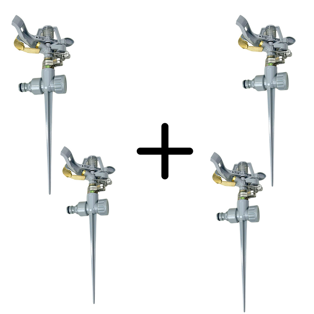 Synx Tools set de 4 arroseurs sectoriels - arroseur - laiton - 360 degrés - limiteur de secteur - portée 14 m