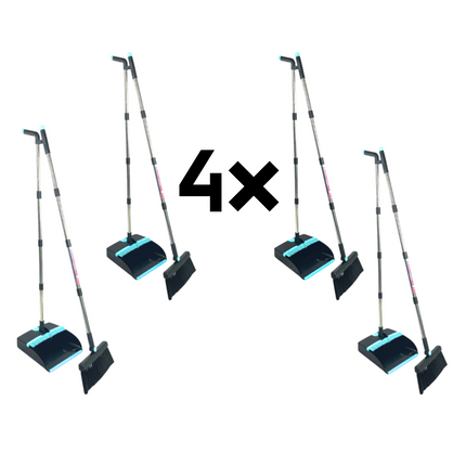 Pelle et balayette à long manche 121 cm, lot de 4 - Synx Tools Balai et balayette à long manche - Pelle et balayette avec dents de nettoyage - balai et balayette