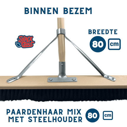 Synx Balai de salle en crin de cheval 80 cm - Balais doux & manche 150 cm