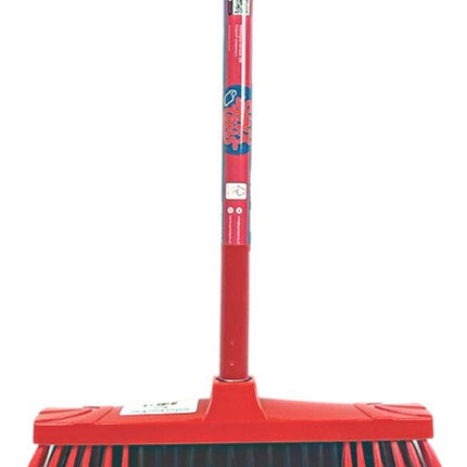 Synx Tools Balai d'intérieur rouge + raclette 35 cm avec manche 120 cm - Balai de chambre – Nettoyeur de sol – Serpillères - Balai doux avec manche 130 cm
